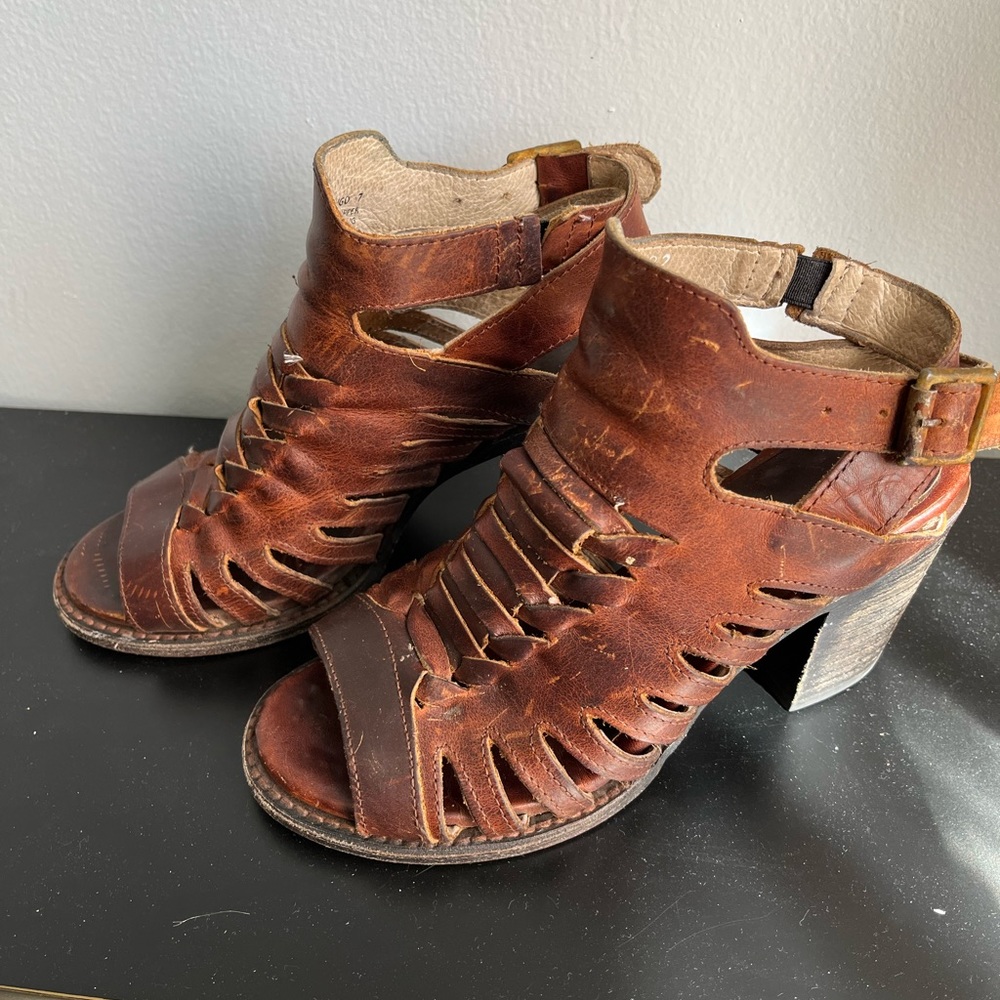 Freebird by Steven Brown Leather Strappy Sandals